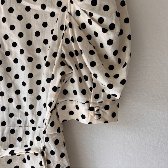 Like New Who What Wear Cream Polka Dot Tie Blouse, Puff Sleeves, size: M - Picture 5 of 8